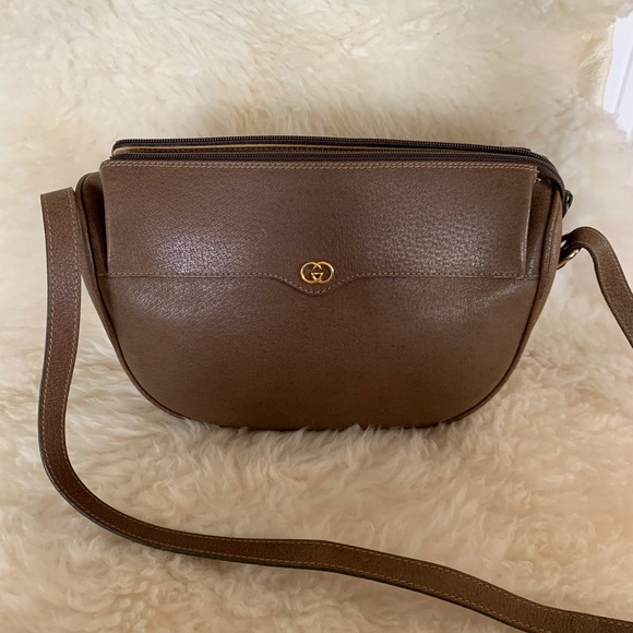 Gucci Handbags - Authentic Gucci Brown Leather Crossbody Bag
